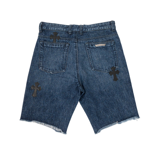 Denim Black Cross Patch Shorts