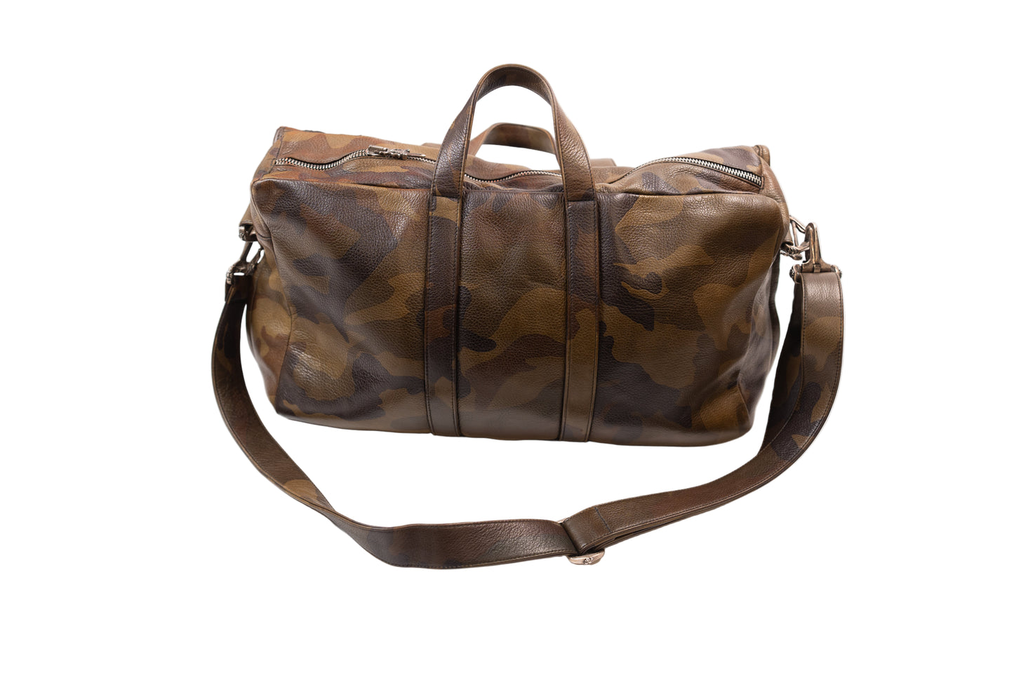1/1 XL Camo Leather Messenger Bag With Black Cross Patches