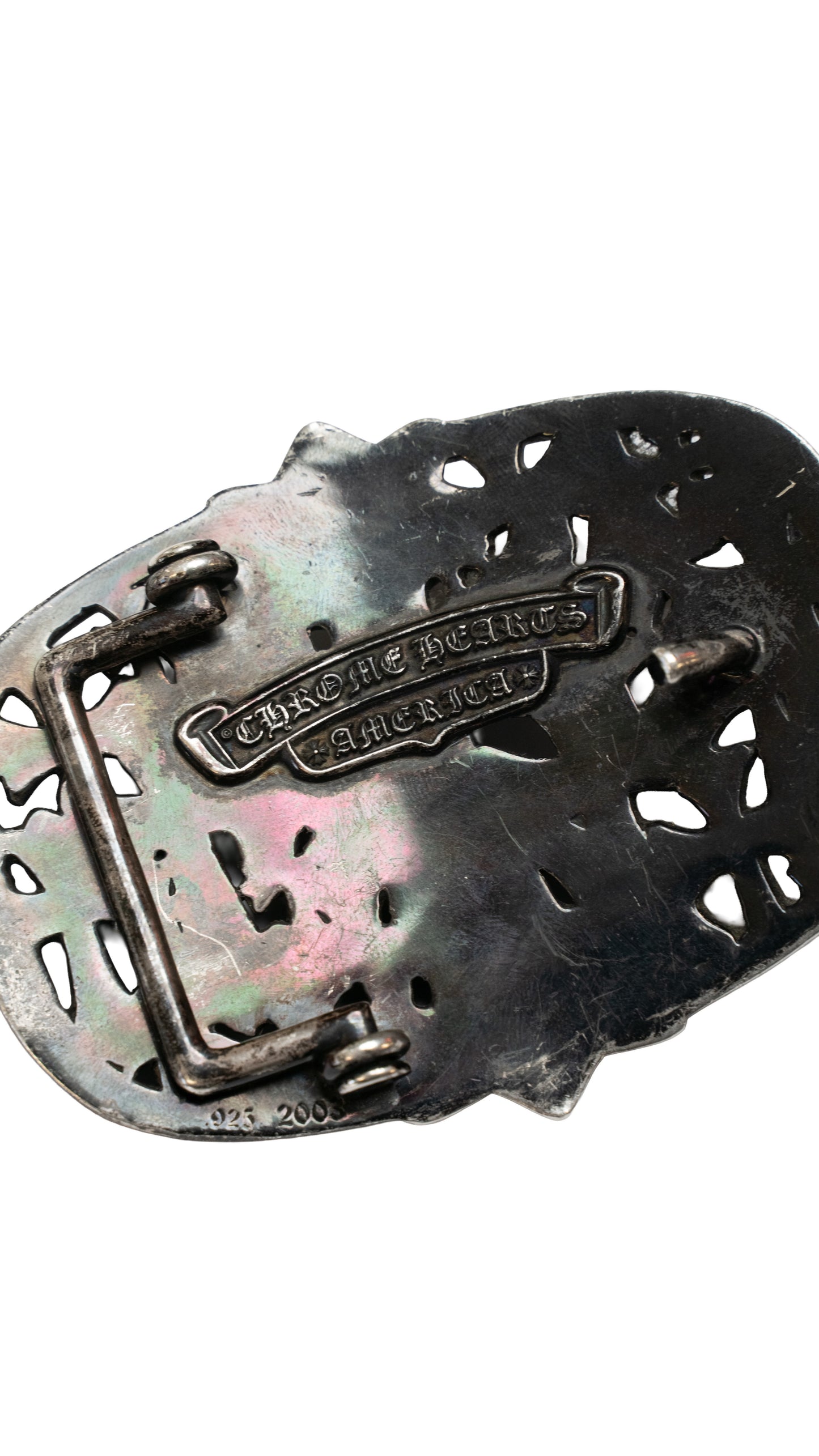 Black Rhodium Silver Cemetery Cross Belt Buckle