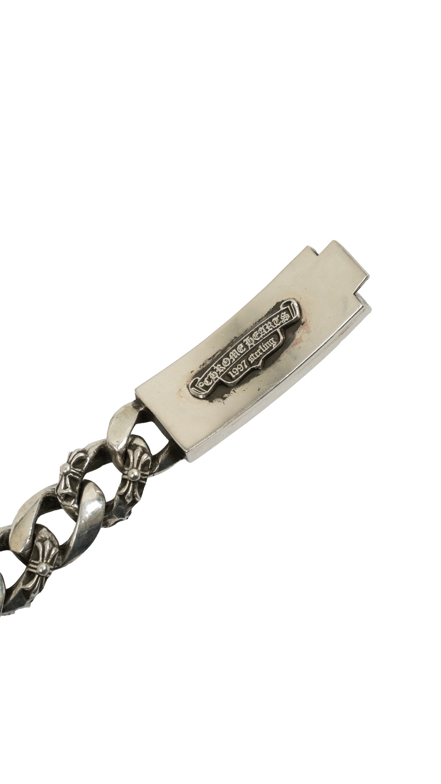 Silver ID Cross Fancy Link Bracelet