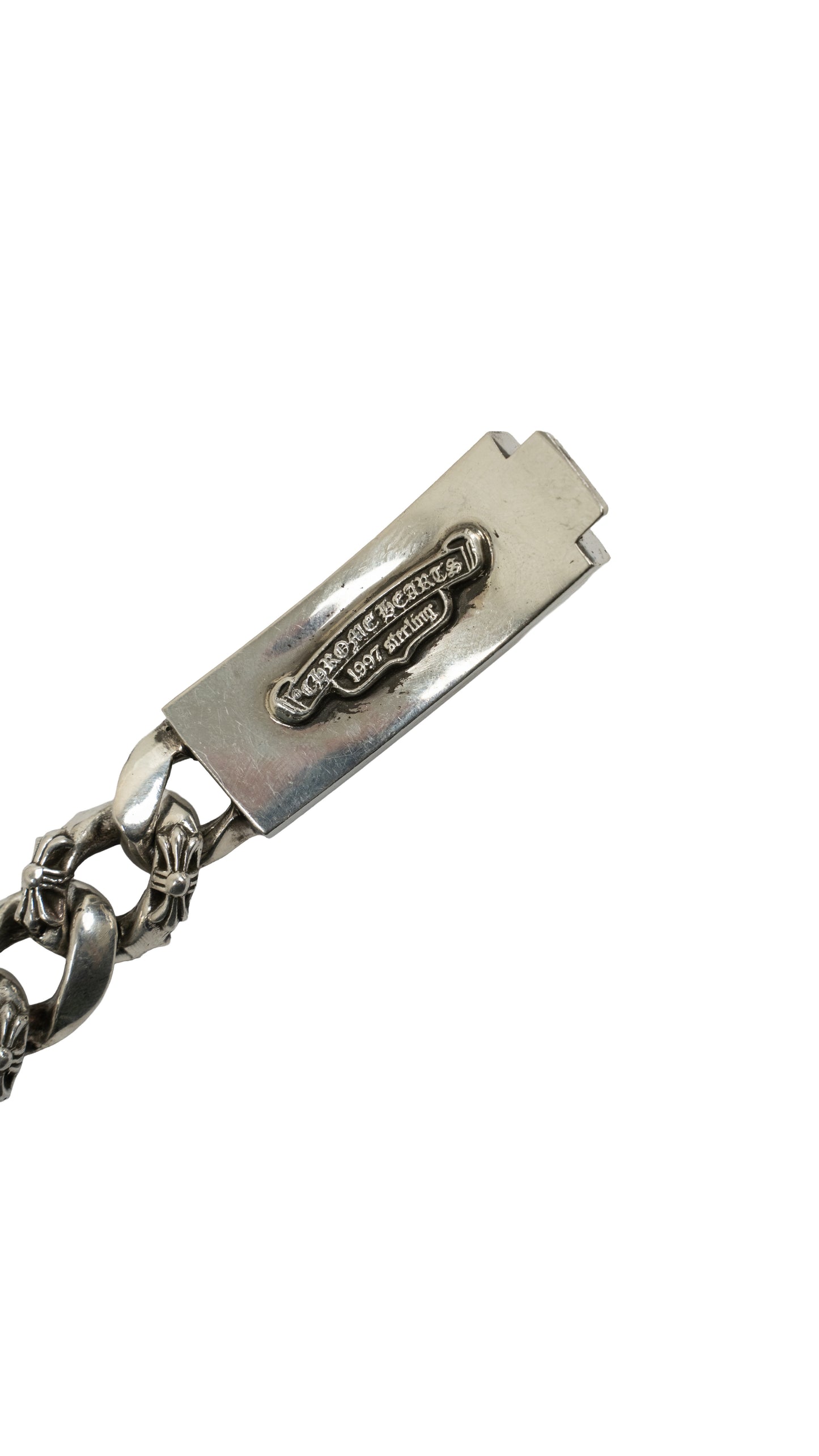 Silver ID Vine Heart Fancy Link Bracelet