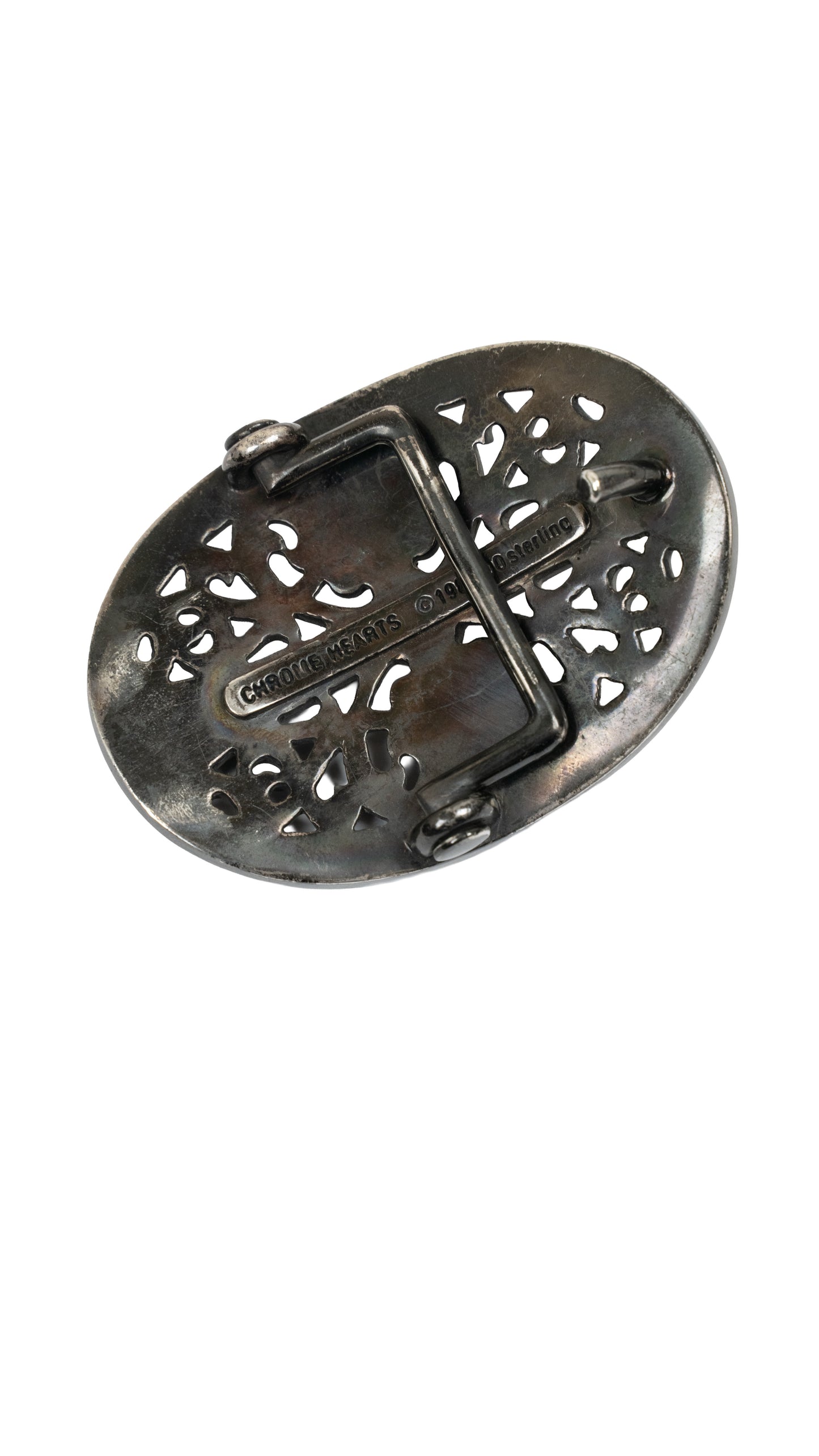 Black Rhodium Oval Belt Buckle