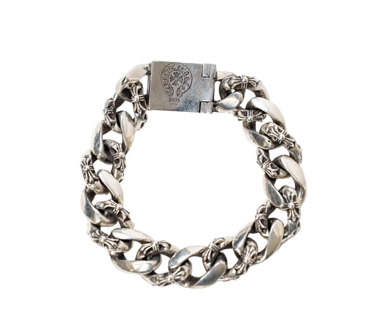 Silver Plus Cross Fancy Link Box ID Bracelet