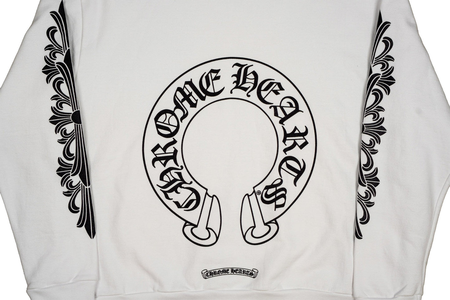 Horseshoe Floral Sleeve White Crewneck Sweatshirt