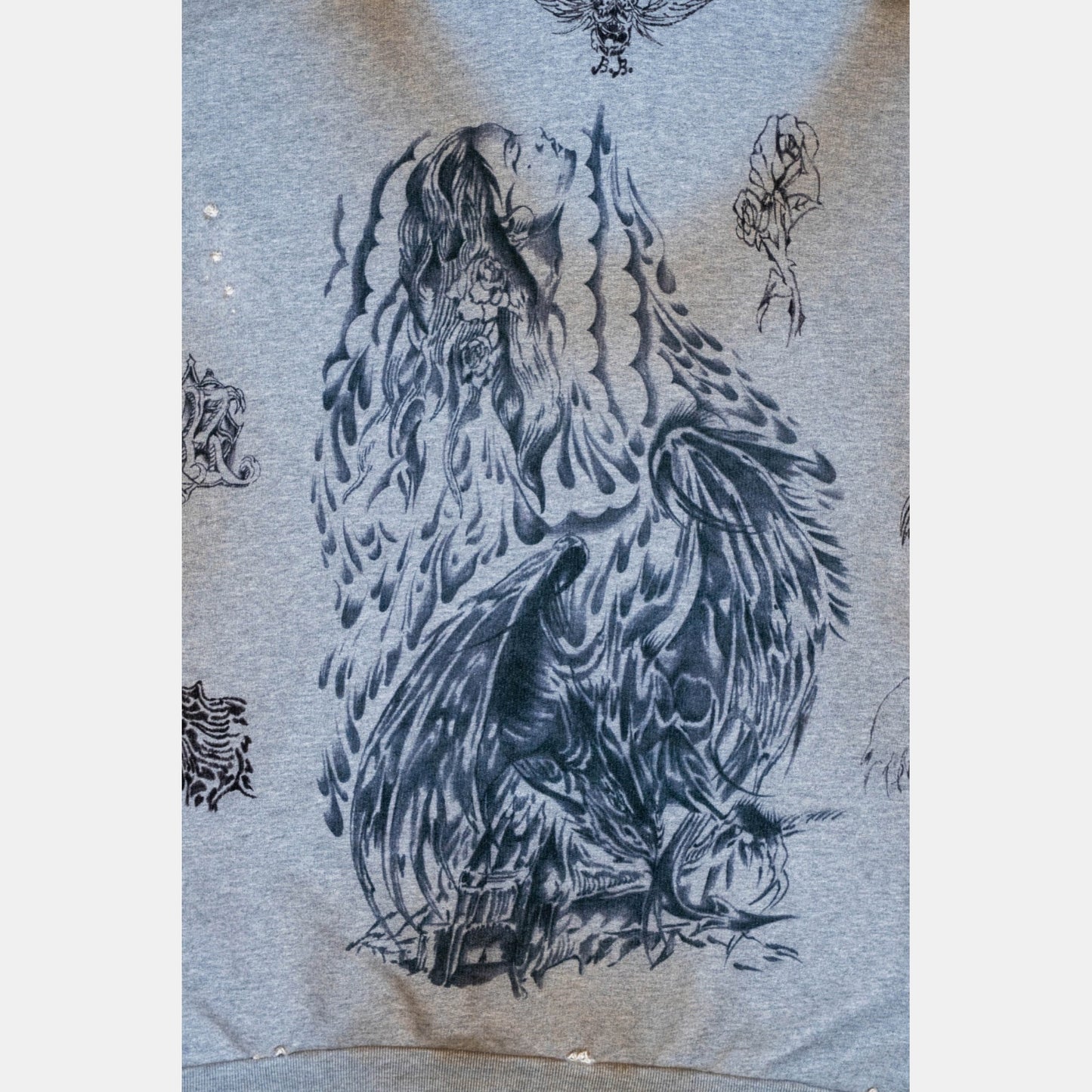 Skater Graffiti Zip-Up Hoodie 'Heather Grey'