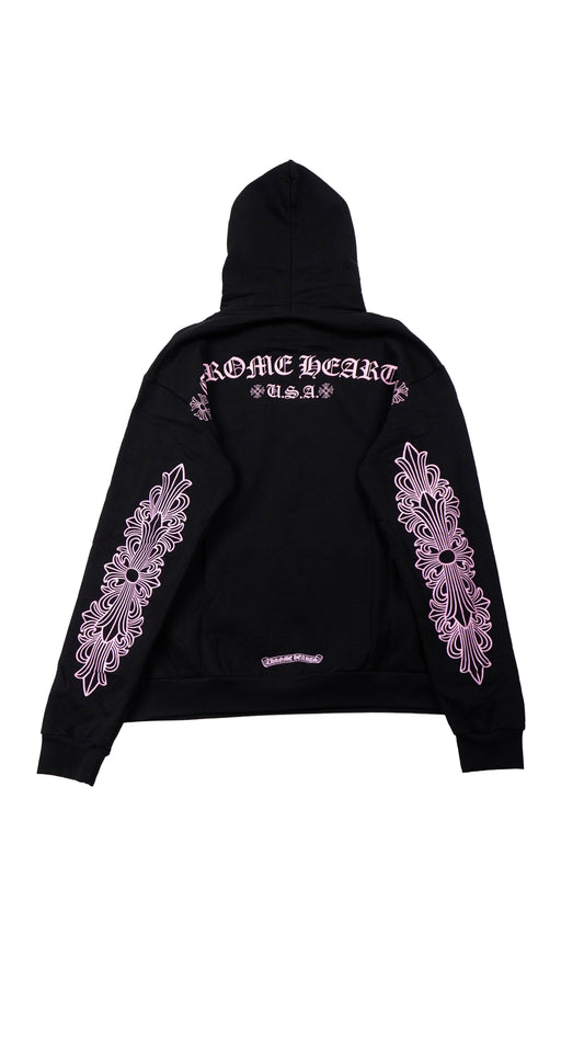 FnF Glitter Horseshoe Graphic Print Hoodie 'Black/Pink'