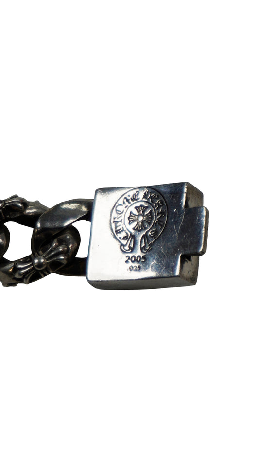 Silver Plus Cross Cuban Link Box ID Bracelet