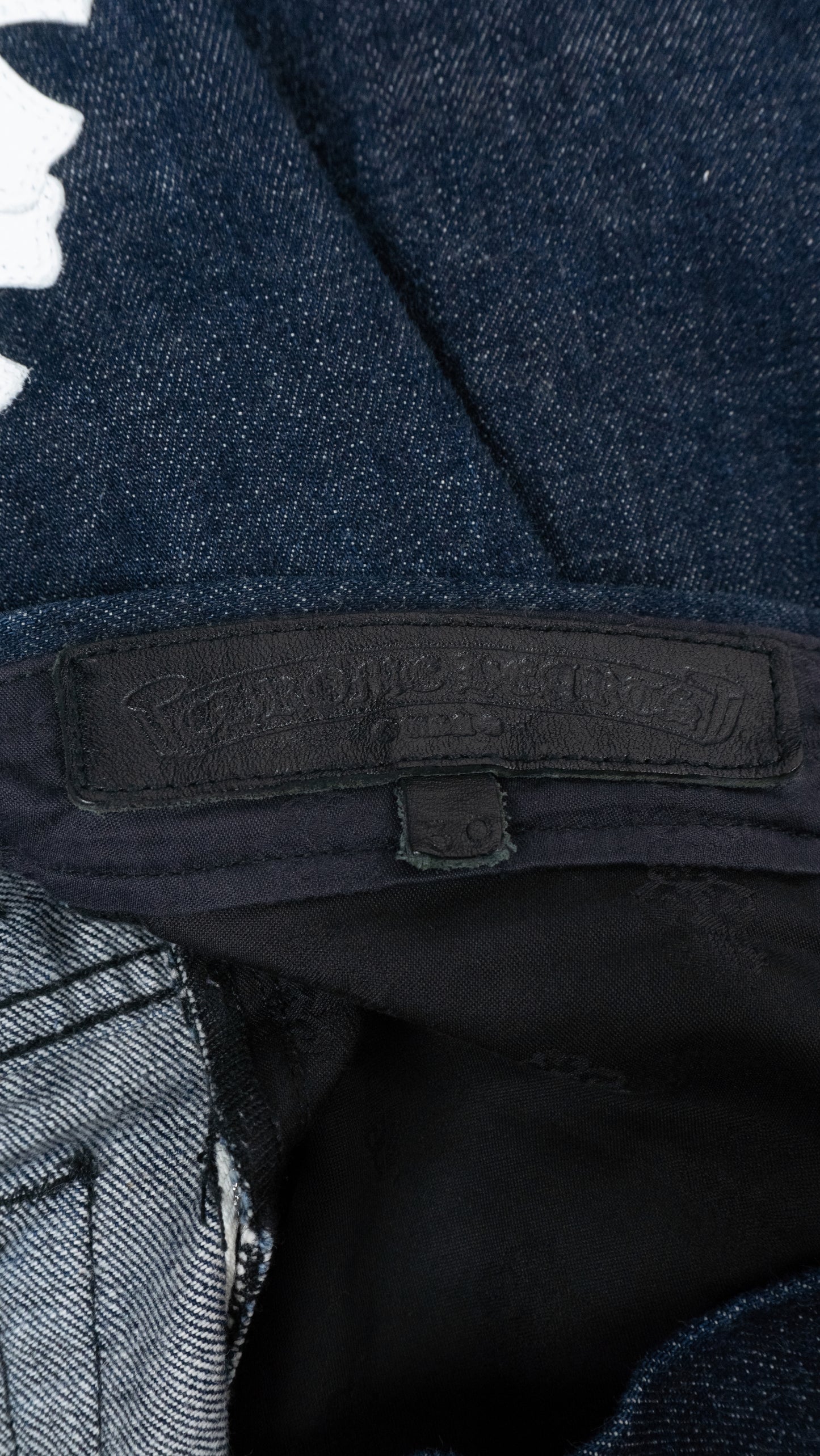 Dark Blue Wash White Patch Jeans