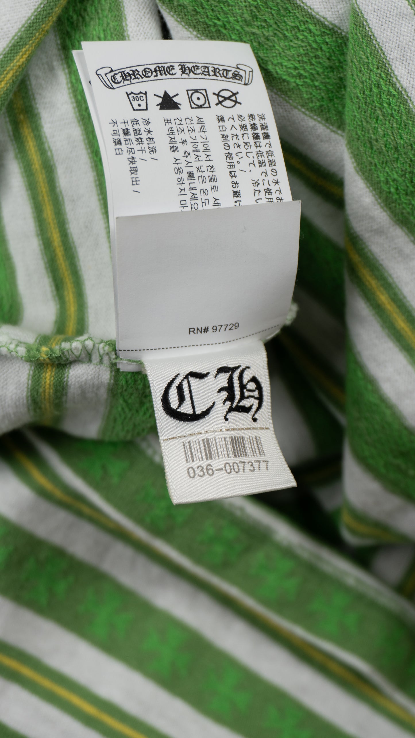 Green Cross Script Silver Button Long Sleeve Polo