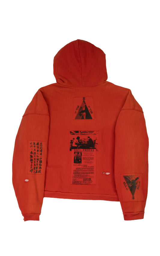 Red Cotton Anti Process Thermal Lined Zip Hoodie