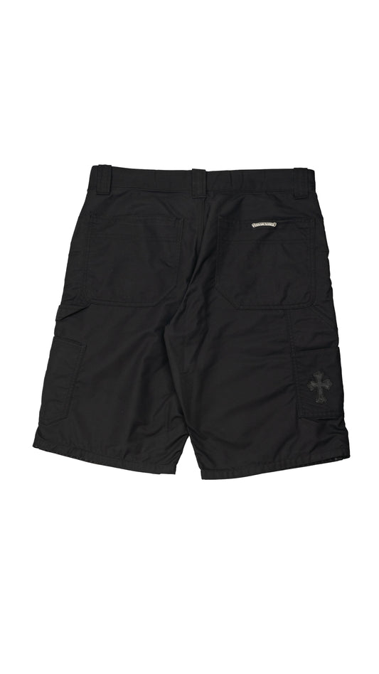 Black Nylon Double Knee Shorts