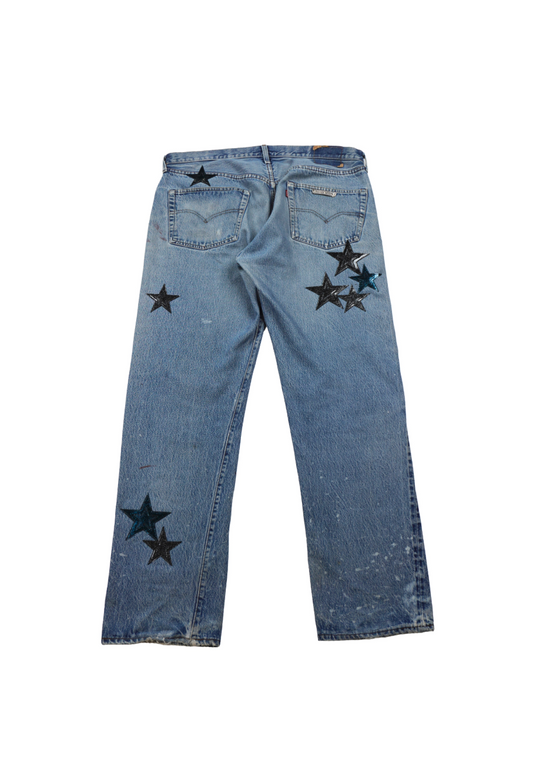 Blue Galaxy Star Patch Jeans