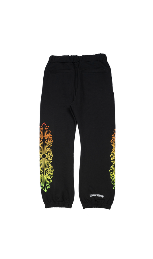 Black Gradient Floral Sweatpants