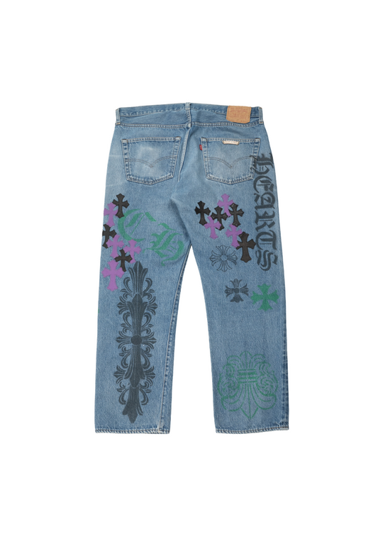 Green Levi's Stencil Cross Patch Jeans