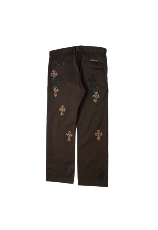 Brown Cheetah Cross Patch Chino Pants