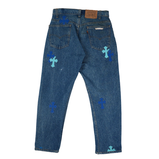 Miami Art Basel Blue Cross Patch Jeans