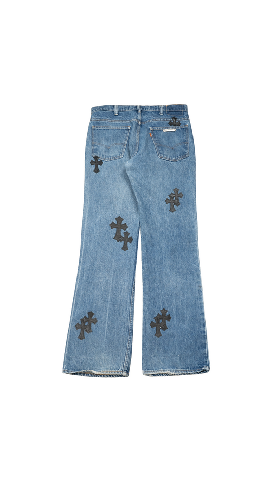 517 Levi's Black Cross Patch Jeans