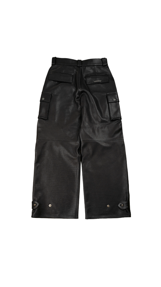 Black Leather Cargo Pants