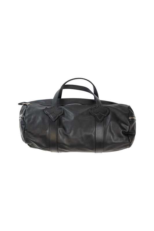 Black Leather Fluer Duffel Bag