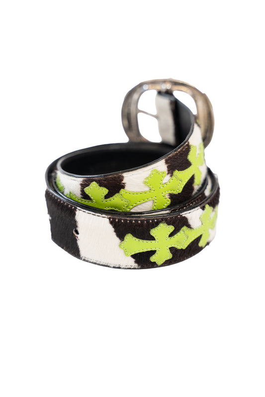 Zebra Green Patch Cross Patch Belt
