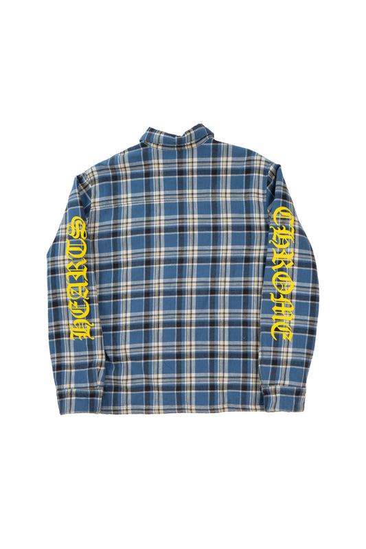 Blue Yellow Sleeve Plaid Fannel Jacket