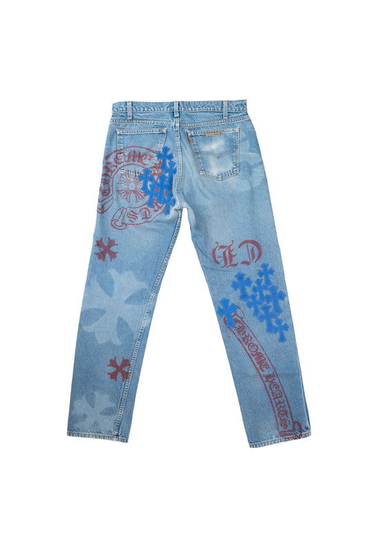 Blue Levi's Stencil Cross Patch Jeans