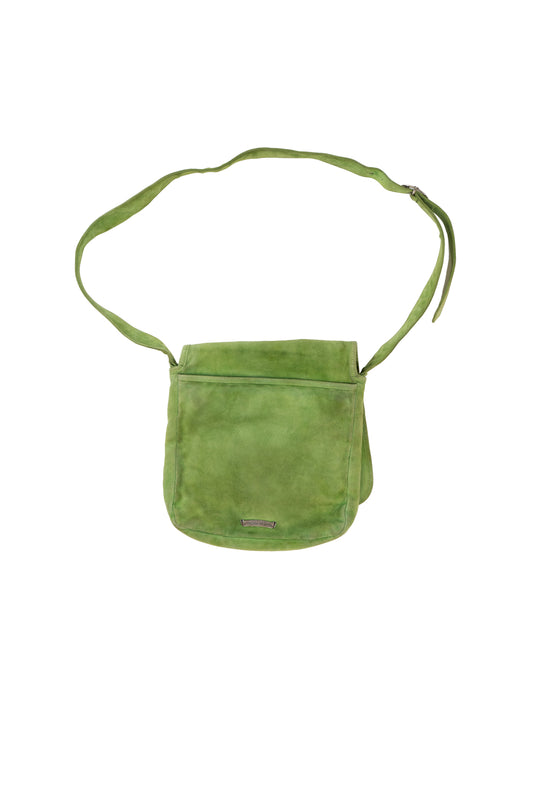 Silver Filigree Cross Green Messenger Bag