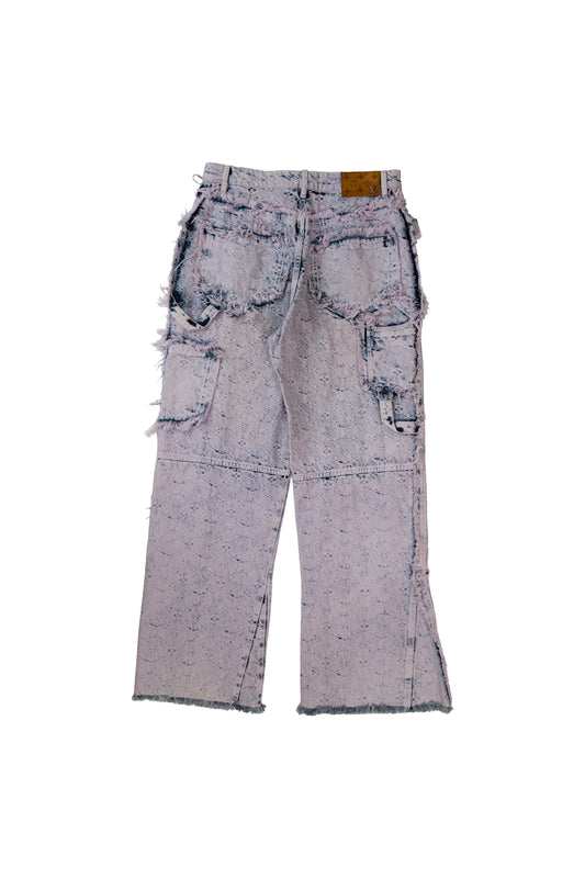 Purple Monogram Double Knee Flared Jeans