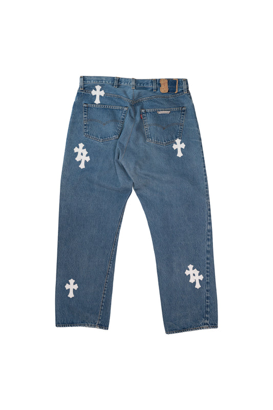 White Cross Patch 501 Levi's Jeans