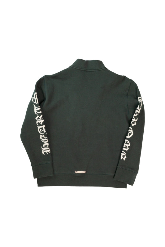 Script Logo Embroidered Half Zip Dark Green Sweatshirt