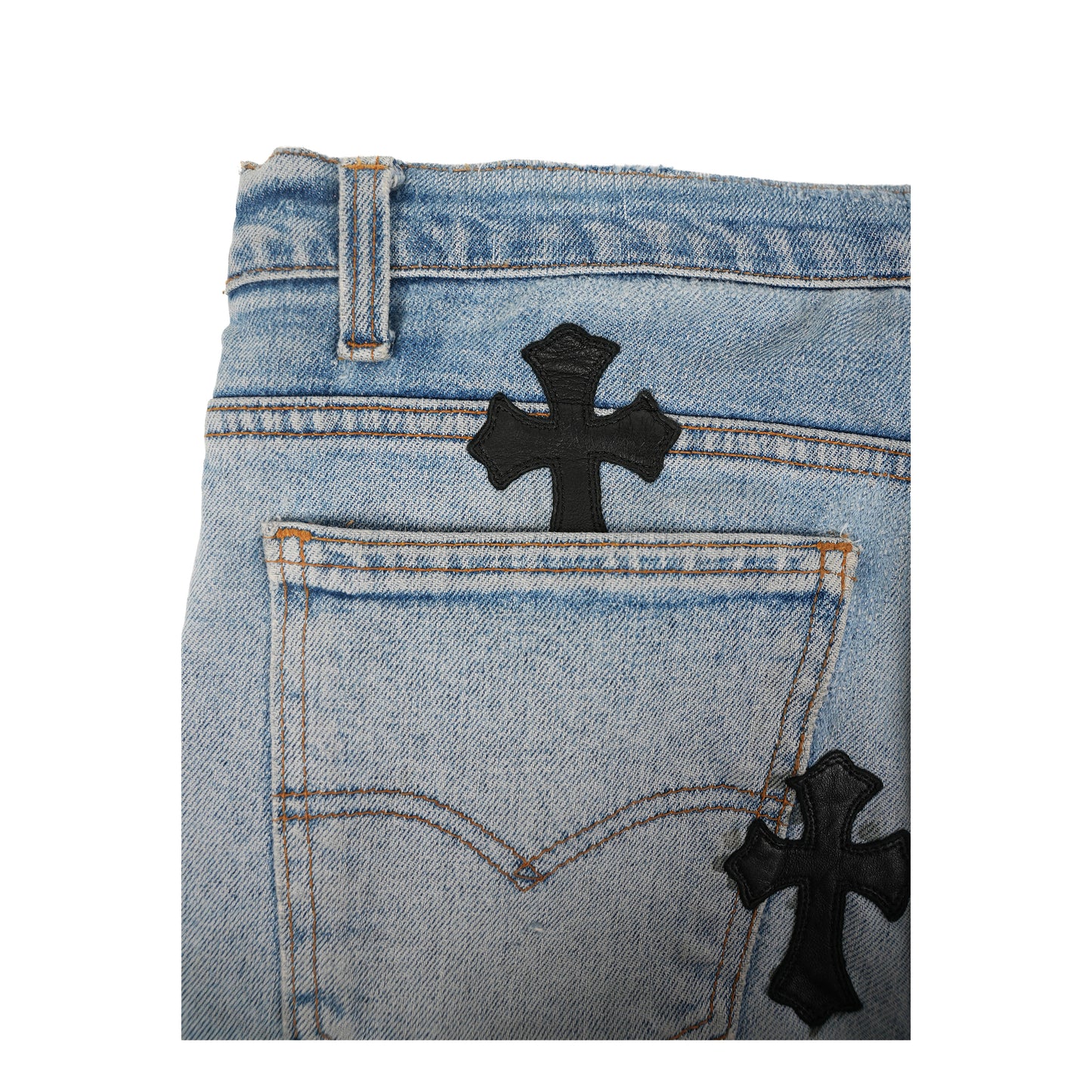 Blue 501 Levi's Black Cross Patch Jeans
