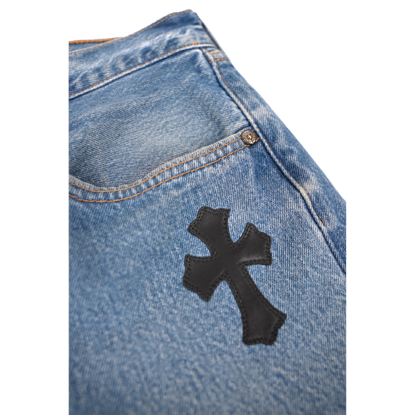 Blue 501 Levi's Black Cross Patch Jeans
