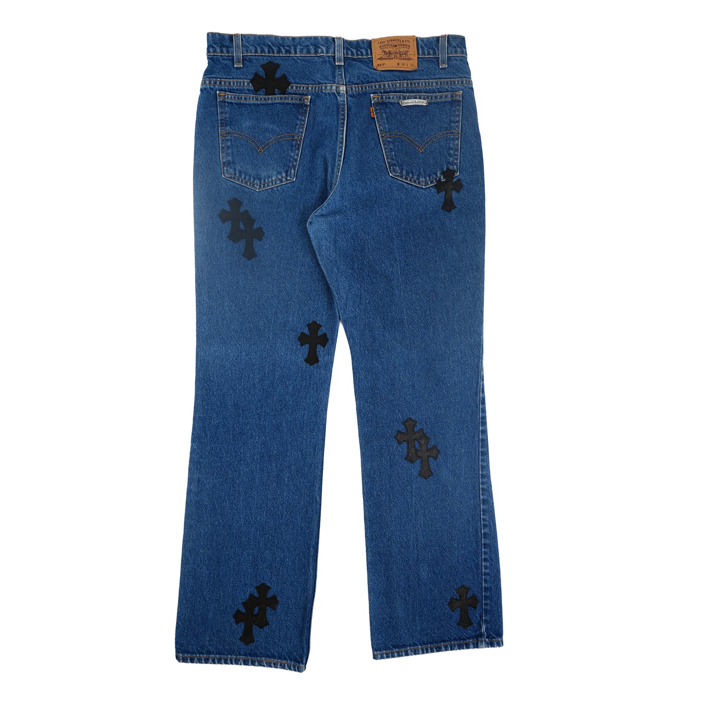 517 Levi's Black Cross Patch Jeans