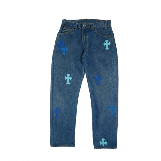 Miami Art Basel Blue Cross Patch Jeans