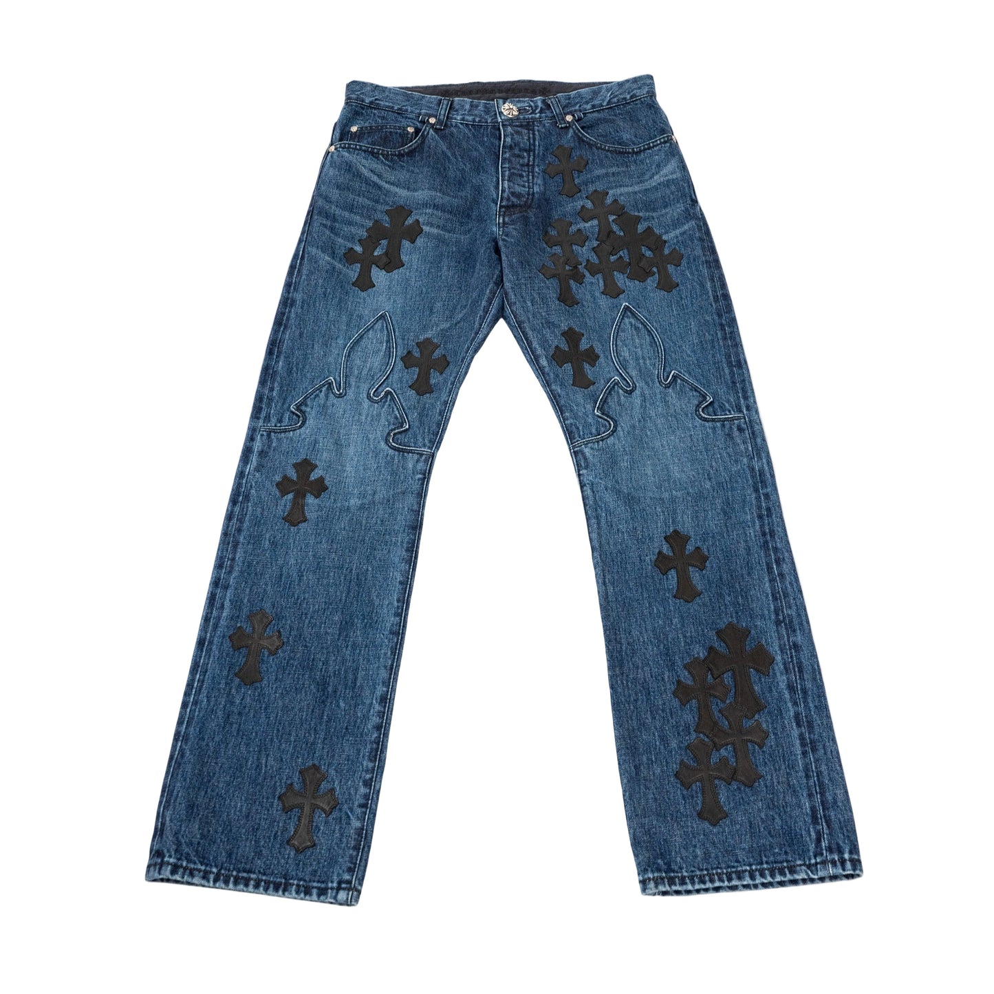 Fleur Knee Black Cross Patch Jeans