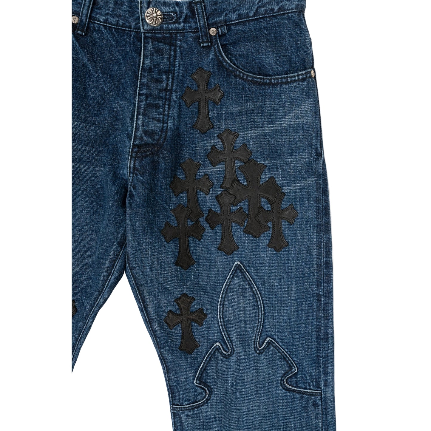 Fleur Knee Black Cross Patch Jeans