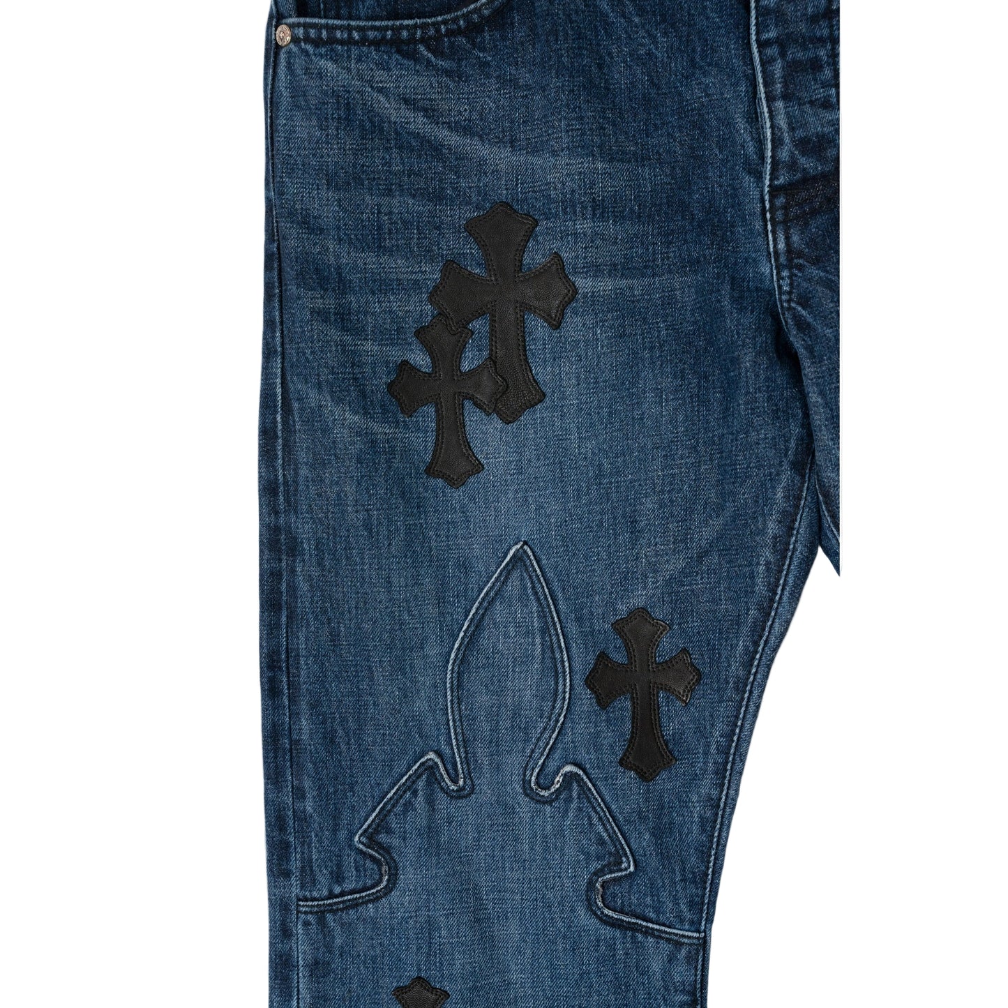 Fleur Knee Black Cross Patch Jeans