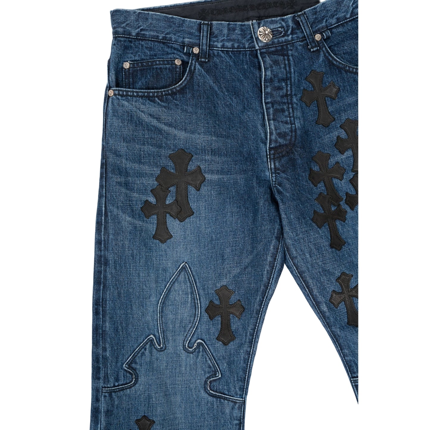 Fleur Knee Black Cross Patch Jeans