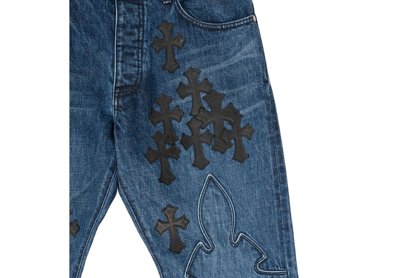 Fleur Knee Black Cross Patch Jeans