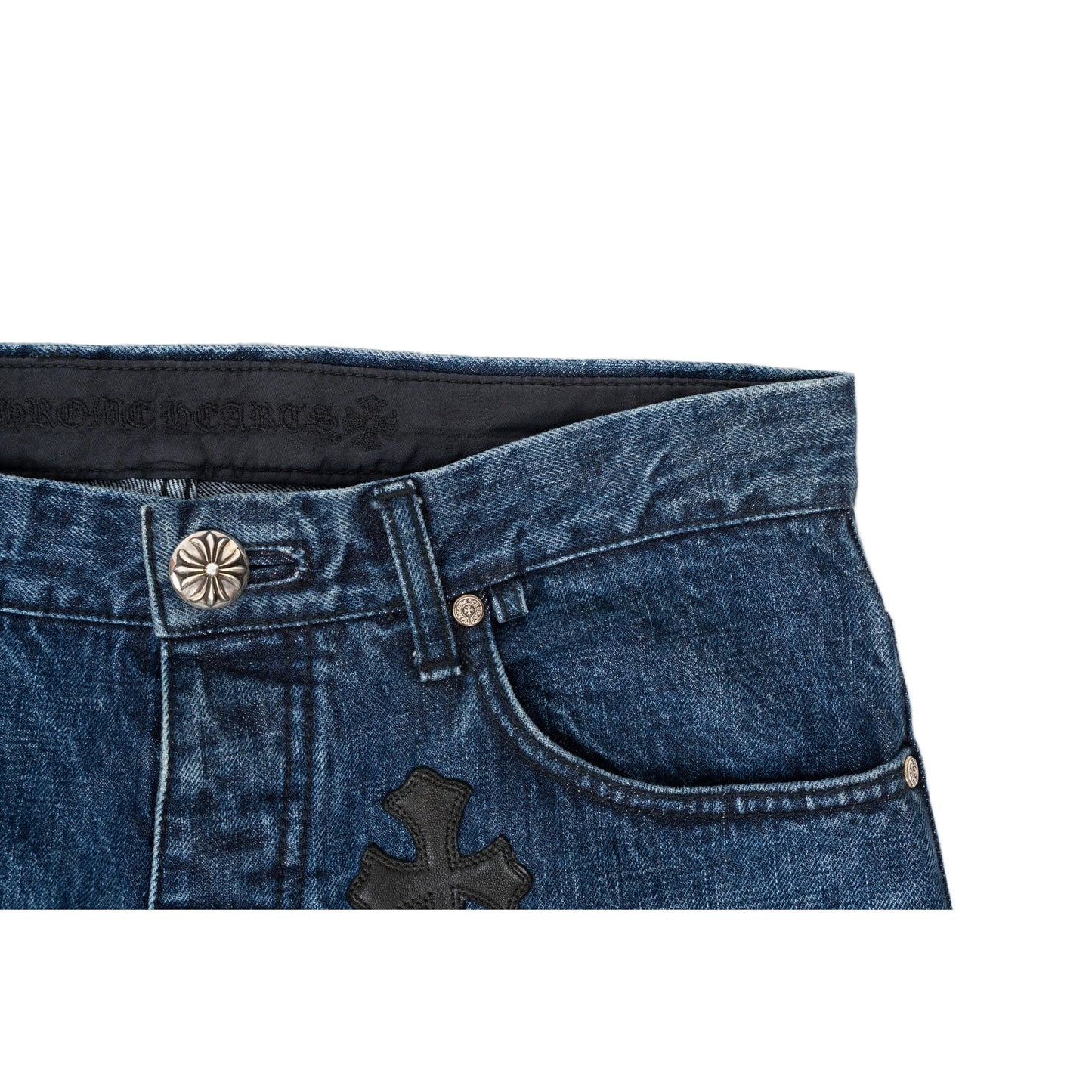 Fleur Knee Black Cross Patch Jeans