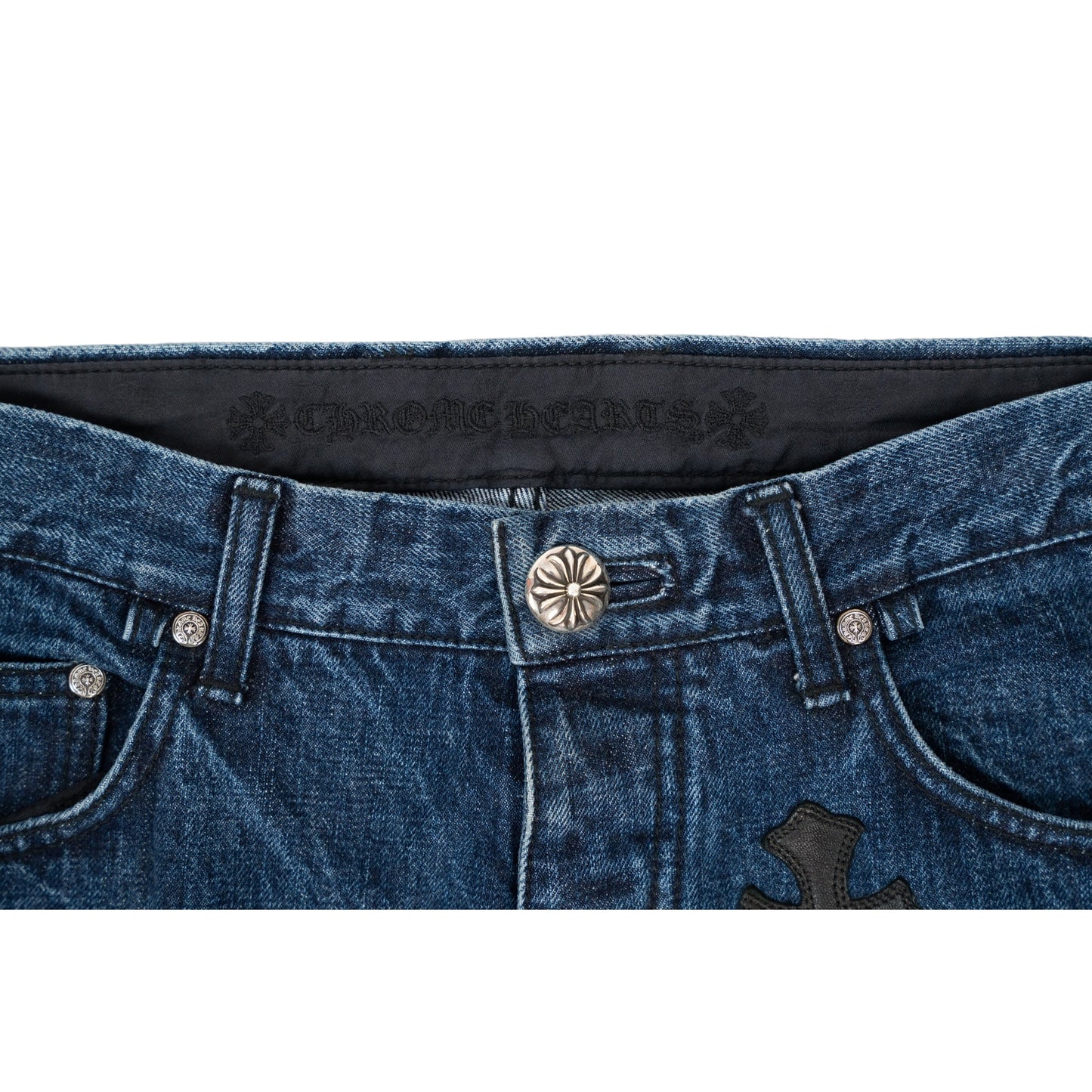 Fleur Knee Black Cross Patch Jeans