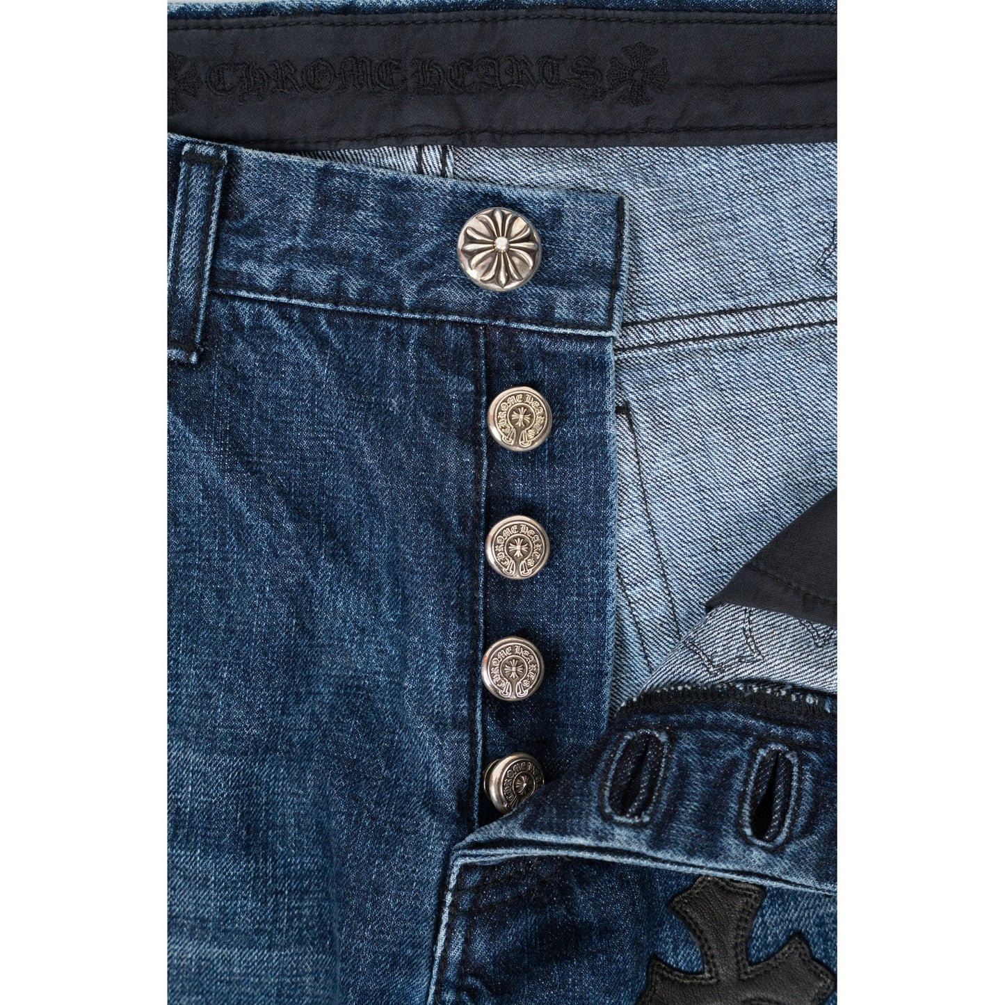 Fleur Knee Black Cross Patch Jeans