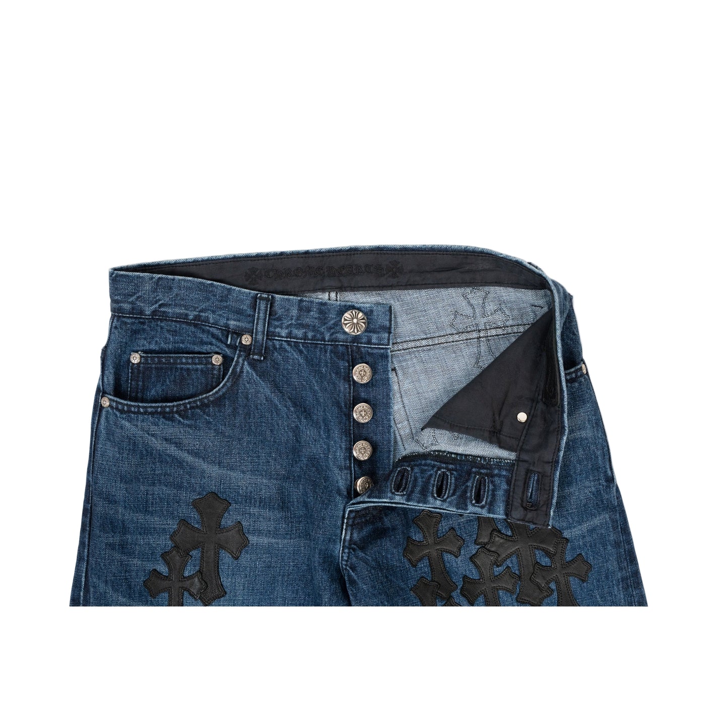 Fleur Knee Black Cross Patch Jeans