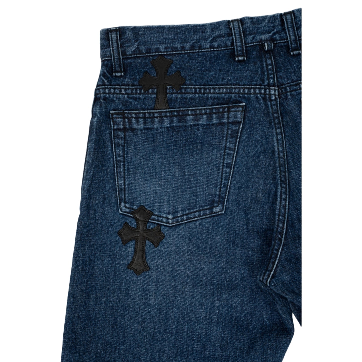 Fleur Knee Black Cross Patch Jeans