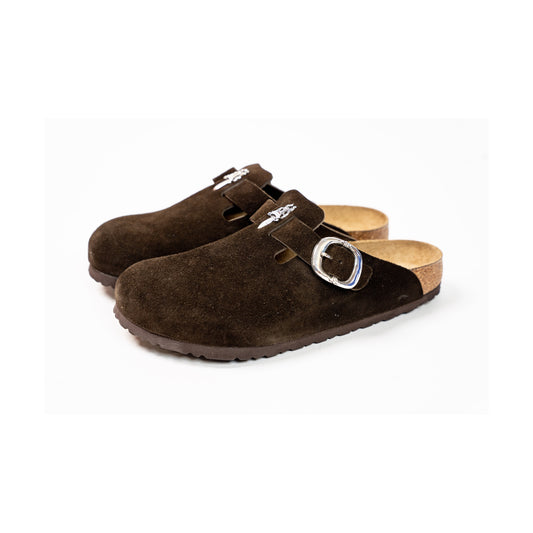Birkenstock Boston Gunslinger Suede Mules 'Mocca'