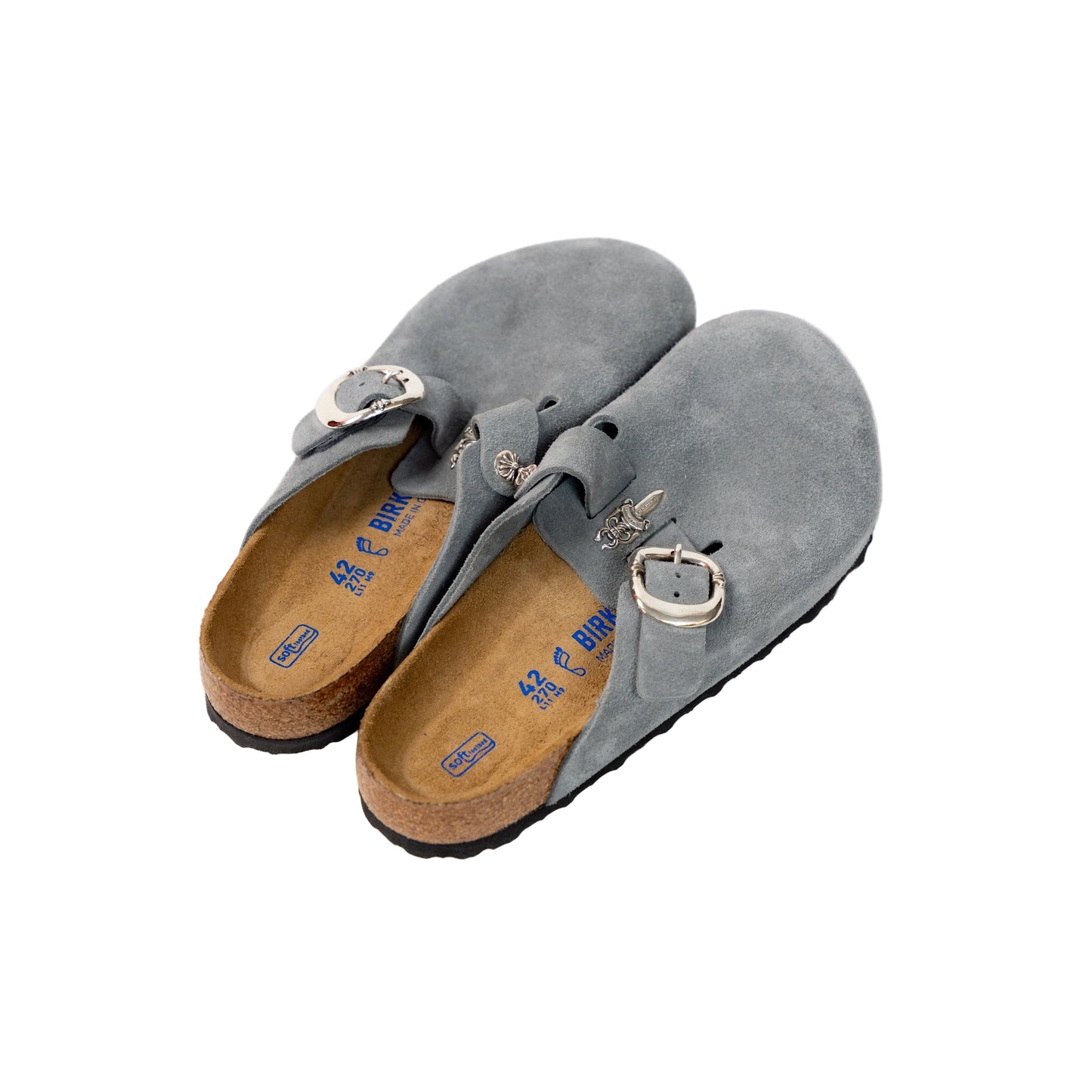 Birkenstock Boston Gunslinger Suede Mules 'Basalt Gray'