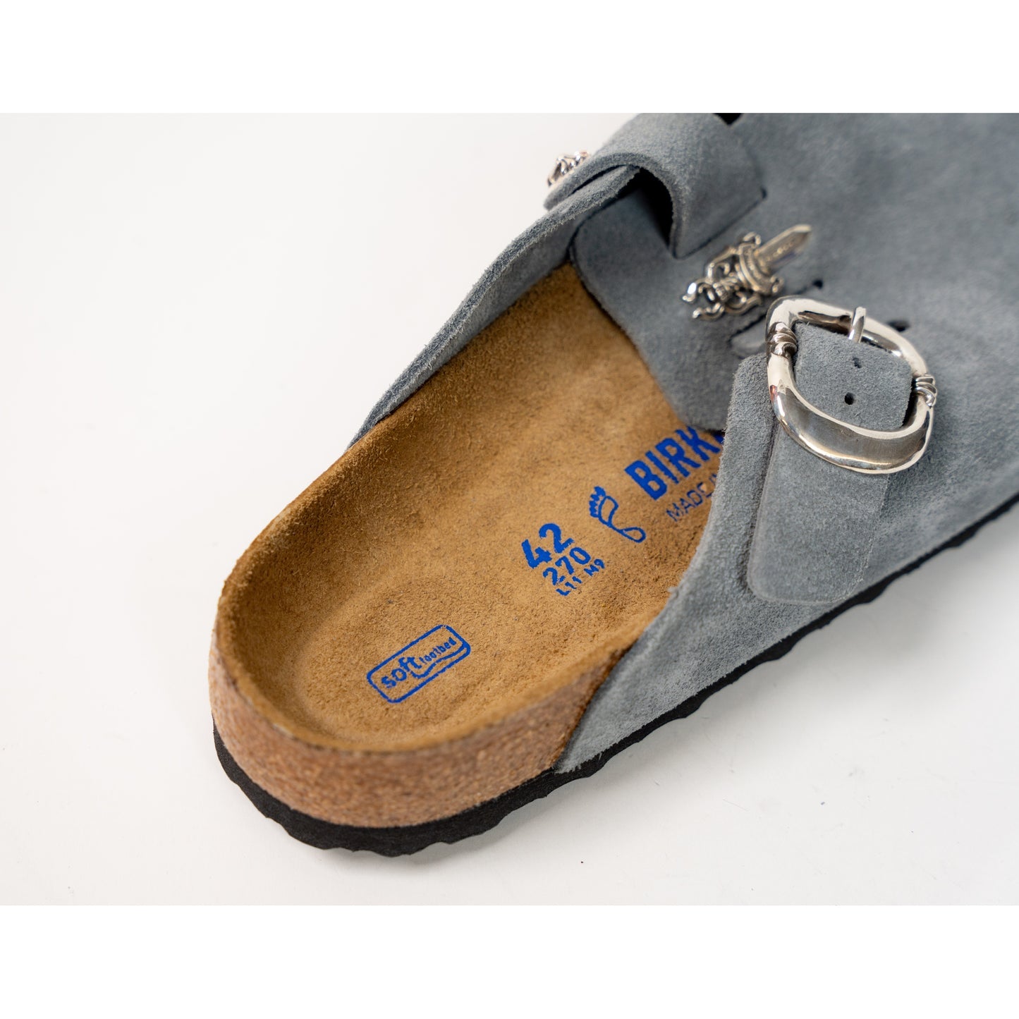 Birkenstock Boston Gunslinger Suede Mules 'Basalt Gray'