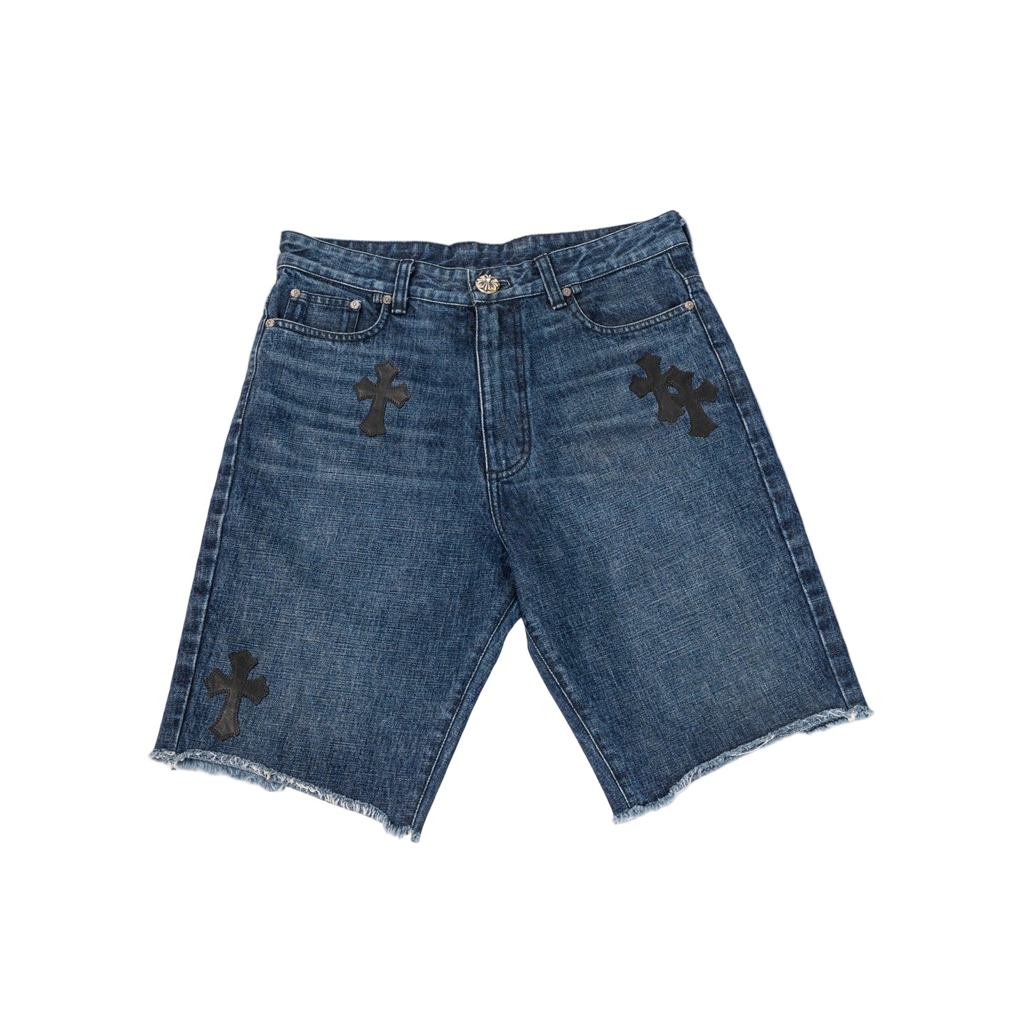 Denim Black Cross Patch Shorts