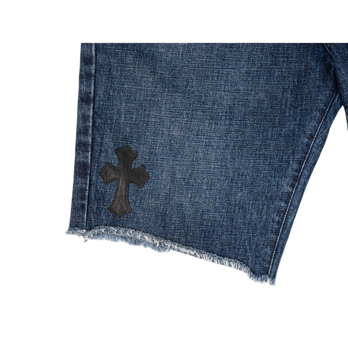 Denim Black Cross Patch Shorts