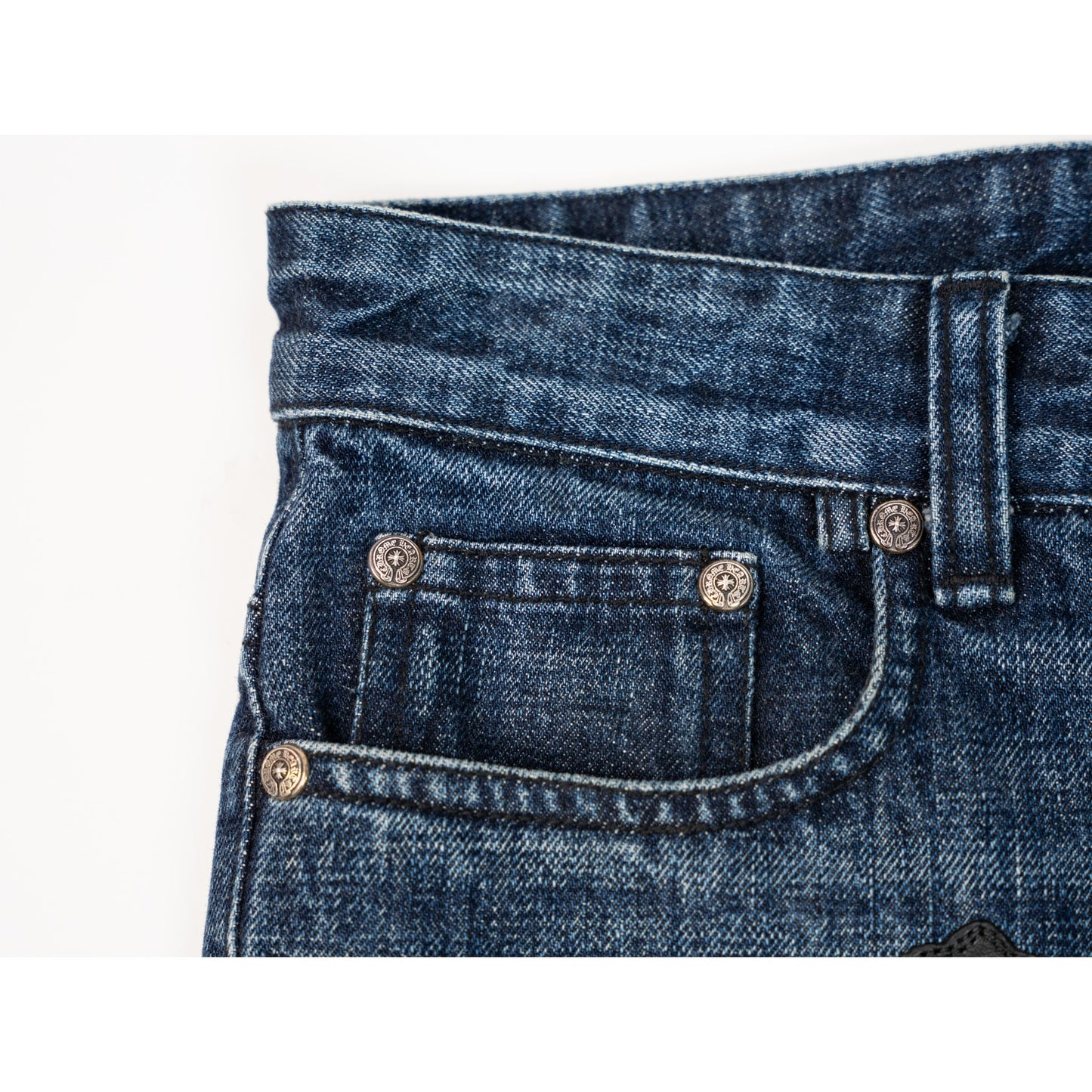 Denim Black Cross Patch Shorts